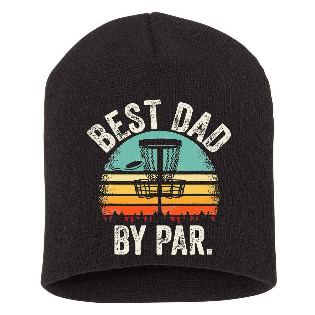 Vintage Disc Golf Dad Gift - Best Dad By Par Disk Golf Short Acrylic Beanie