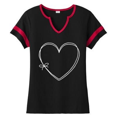 Valentines Day Graphic Tee Love Knot Hearts Red Ladies Halftime Notch Neck Tee