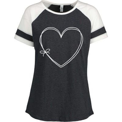 Valentines Day Graphic Tee Love Knot Hearts Red Enza Ladies Jersey Colorblock Tee