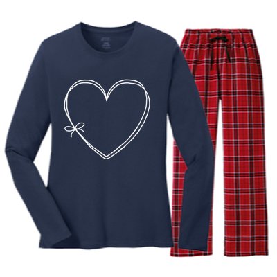 Valentines Day Graphic Tee Love Knot Hearts Red Women's Long Sleeve Flannel Pajama Set 