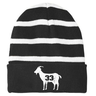 Vintage Distressed GOAT 33 Apparel Striped Beanie with Solid Band