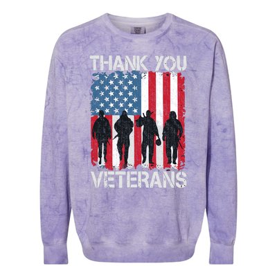 Veterans Day Gifts Thank You Veterans Colorblast Crewneck Sweatshirt