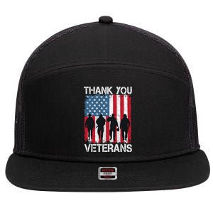 Veterans Day Gifts Thank You Veterans 7 Panel Mesh Trucker Snapback Hat