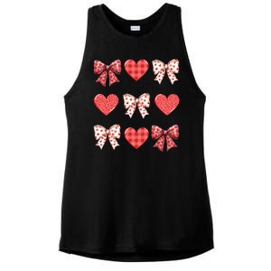 Valentines Day Hearts Leopard Coquette Bow Ladies PosiCharge Tri-Blend Wicking Tank