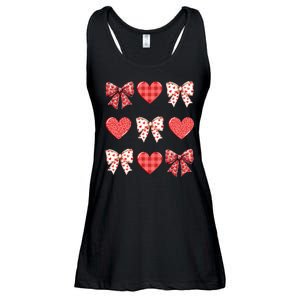 Valentines Day Hearts Leopard Coquette Bow Ladies Essential Flowy Tank