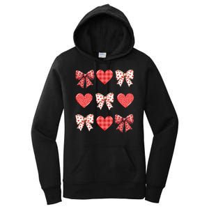 Valentines Day Hearts Leopard Coquette Bow Women's Pullover Hoodie