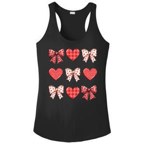 Valentines Day Hearts Leopard Coquette Bow Ladies PosiCharge Competitor Racerback Tank