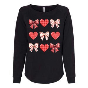 Valentines Day Hearts Leopard Coquette Bow Womens California Wash Sweatshirt