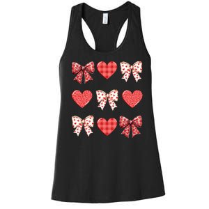 Valentines Day Hearts Leopard Coquette Bow Women's Racerback Tank