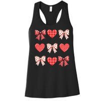 Valentines Day Hearts Leopard Coquette Bow Women's Racerback Tank