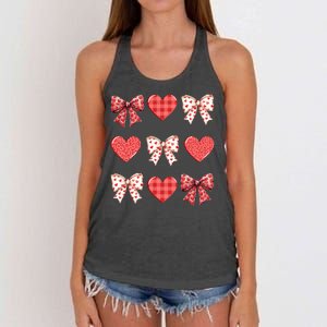 Valentines Day Hearts Leopard Coquette Bow Women's Knotted Racerback Tank