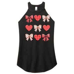 Valentines Day Hearts Leopard Coquette Bow Women's Perfect Tri Rocker Tank