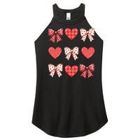 Valentines Day Hearts Leopard Coquette Bow Women's Perfect Tri Rocker Tank