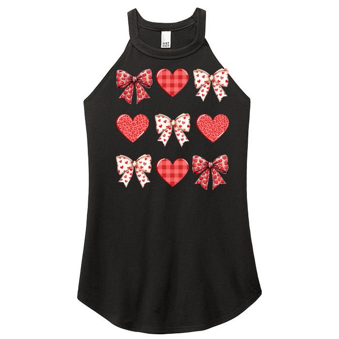 Valentines Day Hearts Leopard Coquette Bow Women's Perfect Tri Rocker Tank