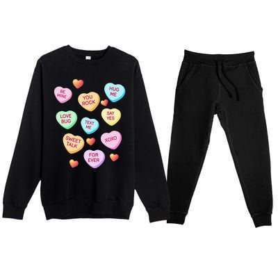 Valentine's Day Heart Candy Design For Woman & Tank Top Premium Crewneck Sweatsuit Set