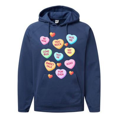 Valentine's Day Heart Candy Design For Woman & Tank Top Performance Fleece Hoodie