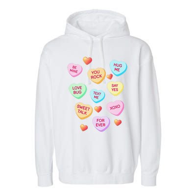 Valentine's Day Heart Candy Design For Woman & Tank Top Garment-Dyed Fleece Hoodie