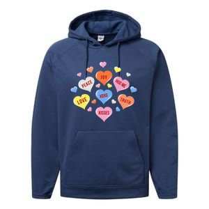 Valentine's Day Heart Candys Performance Fleece Hoodie