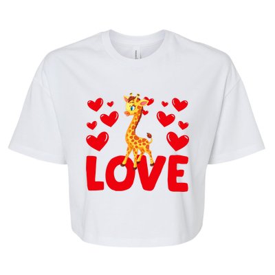 Valentine's Day Hearts Love Giraffes Animal Lovers Wo Bella+Canvas Jersey Crop Tee