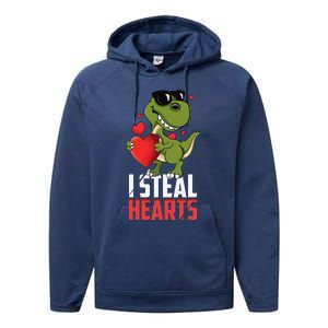 Valentines Day Heartbreaker Dinosaur Love Performance Fleece Hoodie