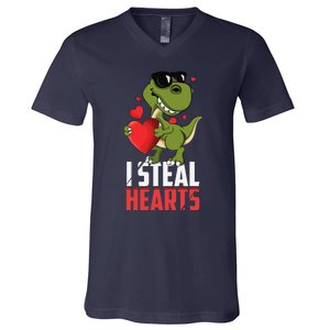 Valentines Day Heartbreaker Dinosaur Love V-Neck T-Shirt