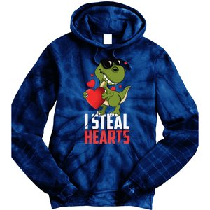 Valentines Day Heartbreaker Dinosaur Love Tie Dye Hoodie