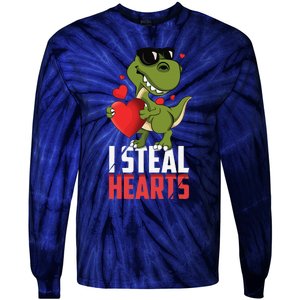 Valentines Day Heartbreaker Dinosaur Love Tie-Dye Long Sleeve Shirt