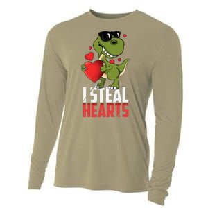 Valentines Day Heartbreaker Dinosaur Love Cooling Performance Long Sleeve Crew