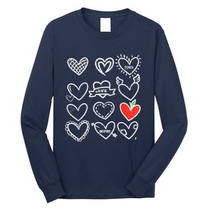 Valentines Day Hearts Teach Love Inspire Cute Teacher Long Sleeve Shirt