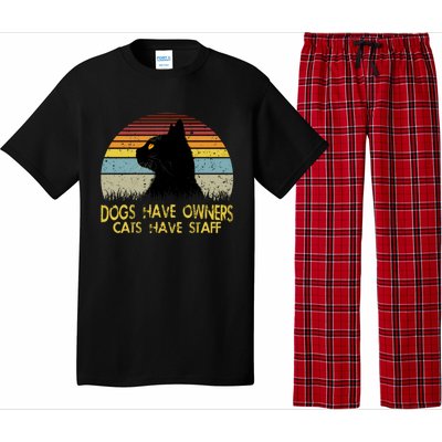 Vintage Dogs Have Owners Cats Have Staff Black Cat Lovers Gift Pajama Set