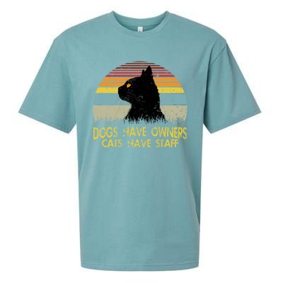 Vintage Dogs Have Owners Cats Have Staff Black Cat Lovers Gift Sueded Cloud Jersey T-Shirt