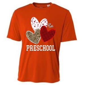 Valentines Day Hearts Leopard Red Plaid Preschool Teacher Cool Gift Cooling Performance Crew T-Shirt