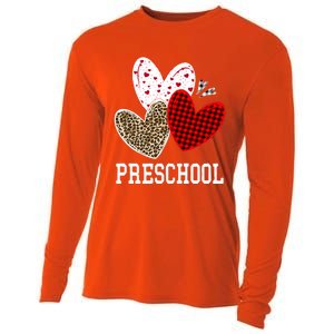 Valentines Day Hearts Leopard Red Plaid Preschool Teacher Cool Gift Cooling Performance Long Sleeve Crew