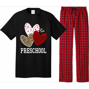 Valentines Day Hearts Leopard Red Plaid Preschool Teacher Cool Gift Pajama Set