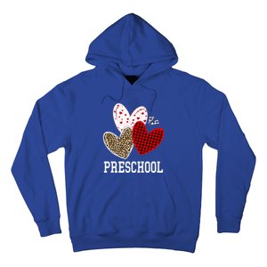 Valentines Day Hearts Leopard Red Plaid Preschool Teacher Cool Gift Hoodie