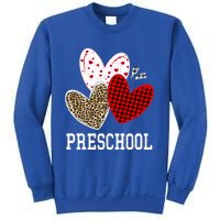 Valentines Day Hearts Leopard Red Plaid Preschool Teacher Cool Gift Sweatshirt