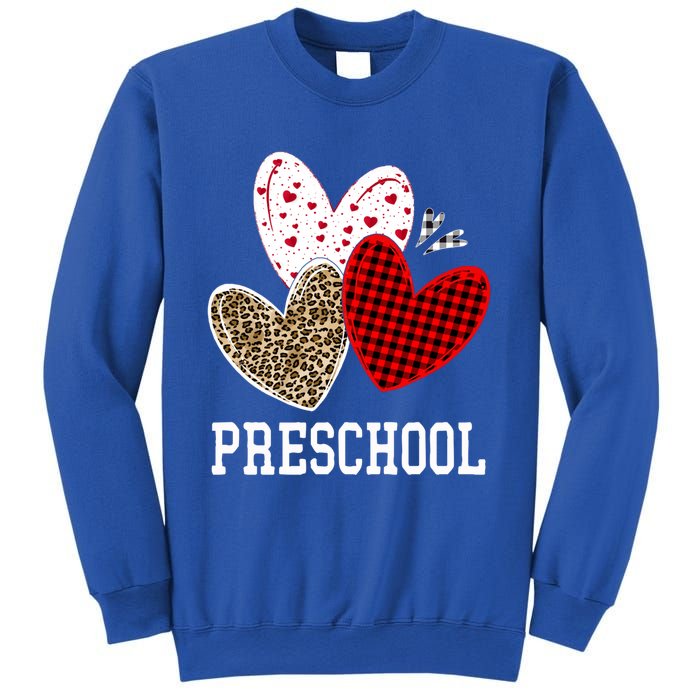 Valentines Day Hearts Leopard Red Plaid Preschool Teacher Cool Gift Sweatshirt