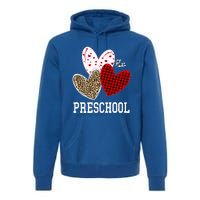 Valentines Day Hearts Leopard Red Plaid Preschool Teacher Cool Gift Premium Hoodie