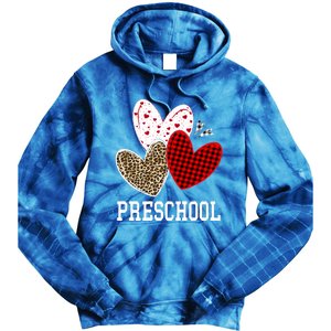 Valentines Day Hearts Leopard Red Plaid Preschool Teacher Cool Gift Tie Dye Hoodie