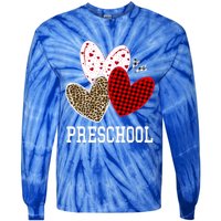 Valentines Day Hearts Leopard Red Plaid Preschool Teacher Cool Gift Tie-Dye Long Sleeve Shirt