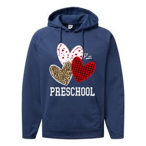 Valentines Day Hearts Leopard Red Plaid Preschool Teacher Cool Gift Performance Fleece Hoodie