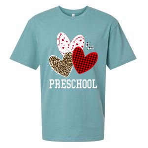 Valentines Day Hearts Leopard Red Plaid Preschool Teacher Cool Gift Sueded Cloud Jersey T-Shirt