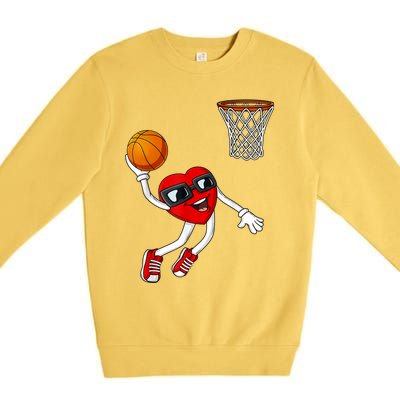 Valentines Day Heart Dunking Basketball Boys Girls Kids TShirt Premium Crewneck Sweatshirt