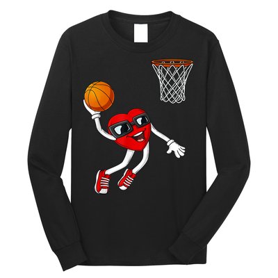 Valentines Day Heart Dunking Basketball Boys Girls Kids TShirt Long Sleeve Shirt