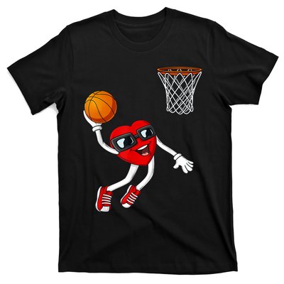 Valentines Day Heart Dunking Basketball Boys Girls Kids TShirt T-Shirt