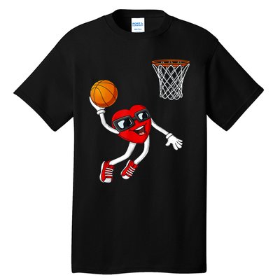 Valentines Day Heart Dunking Basketball Boys Girls Kids TShirt Tall T-Shirt