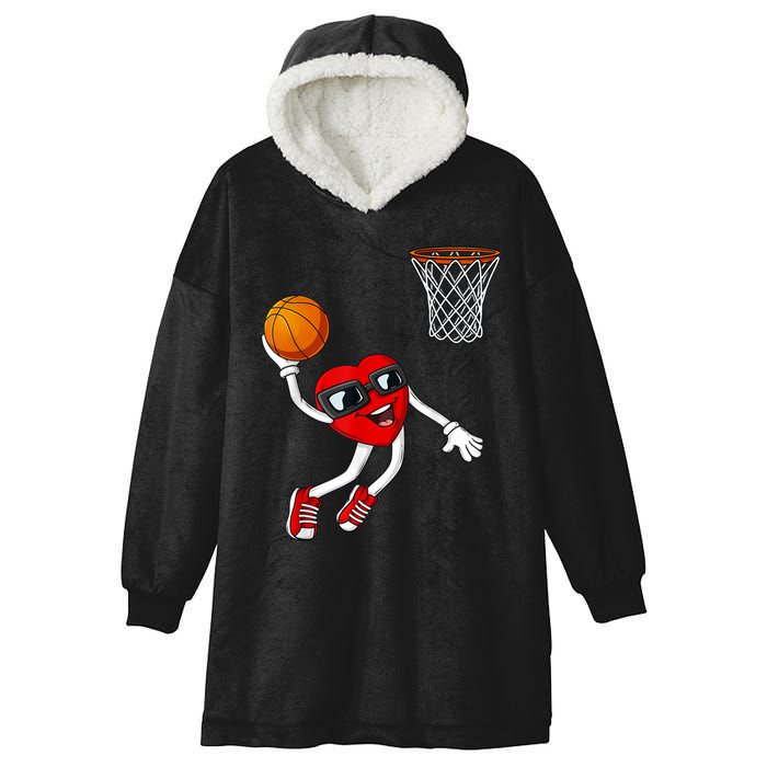 Valentines Day Heart Dunking Basketball Boys Girls Kids TShirt Hooded Wearable Blanket