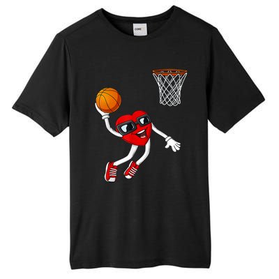 Valentines Day Heart Dunking Basketball Boys Girls Kids TShirt Tall Fusion ChromaSoft Performance T-Shirt