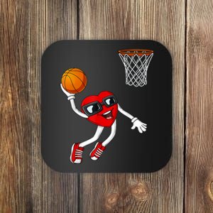 Valentines Day Heart Dunking Basketball Boys Girls Kids TShirt Coaster