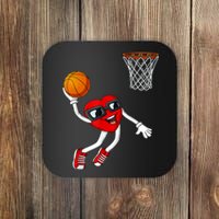 Valentines Day Heart Dunking Basketball Boys Girls Kids TShirt Coaster